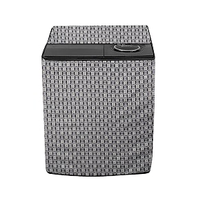 stylista polyester washing machine cover compatible for samsung 72 kg semi-automatic top loading wt727qpndmwtl02 basketweave pattern grey