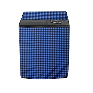 stylista polyester washing machine cover compatible for samsung 65 kg semi-automatic top loading wt657qpndpgxtl gingham pattern blue