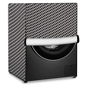 stylista polyester washing machine cover compatible for lg 8 kg fully-automatic front loading fhv1408z2m check grey