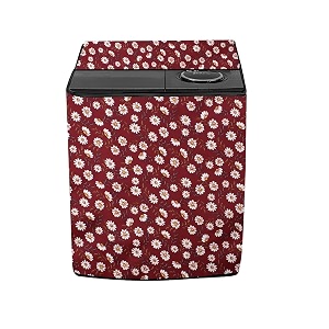 stylista polyester washing machine cover compatible for samsung 115 kg semi-automatic top loading wt11a4600lltl floral pattern red white