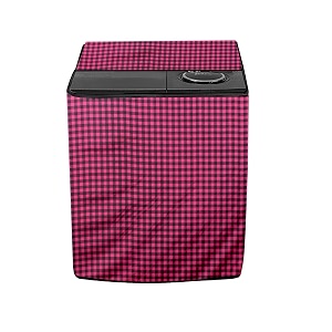 stylista polyester washing machine cover compatible for samsung 85 kg semi-automatic top loading wt85b4200ggtl gingham pattern magenta