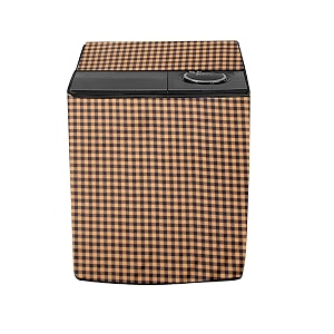 stylista polyester washing machine cover compatible for samsung 65 kg semi-automatic top loading wt667qpndpgxtl gingham pattern yellow
