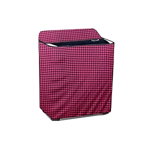 stylista polyester washing machine cover compatible for samsung 85 kg semi-automatic top loading wt85r4200ll gingham pattern magenta