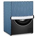 Stylista Polyester Washing Machine Cover Compatible for LG 8 KG Fully-Automatic Front Loading FHV1408Z2M, Check Blue