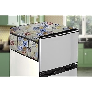 stylista refridgerator top cover suitable for gogrej rd edgeneo 207d 180 liter fridge dimension wxd 65x111 cm mosaic pattern yellow