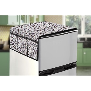 stylista refridgerator top cover suitable for haier heb-333ds-p 325 liter fridge dimension wxd 65x111 cm corals pattern beige
