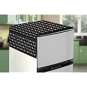 stylista refridgerator top cover suitable for haier hed-205mfb-p 190 liter fridge dimension wxd 65x111 cm floral pattern black white
