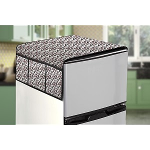 stylista refridgerator top cover suitable for haier hed-171rs-p 165 liter fridge dimension wxd 65x111 cm corals pattern grey