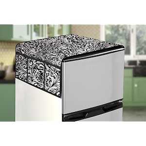 stylista refridgerator top cover suitable for haier hed-204ds-p 190 liter fridge dimension wxd 65x111 cm floral pattern black