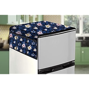 stylista refridgerator top cover suitable for haier hed-19tgg-n 185 liter fridge dimension wxd 65x111 cm floral pattern blue