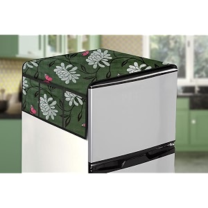 stylista refridgerator top cover suitable for haier hed-205ds-p 190 liter fridge dimension wxd 65x111 cm petals pattern green