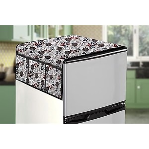 stylista refridgerator top cover suitable for haier hed-205ds-p 190 liter fridge dimension wxd 65x111 cm traditional pattern cream