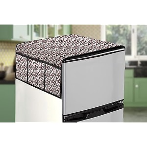 stylista refridgerator top cover suitable for haier hed-192rs-p 185 liter fridge dimension wxd 71x109 cm corals pattern grey