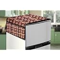 Stylista Refridgerator top Cover Suitable for Haier HED-182ME-N, 175 Liter Fridge, Dimension (WXD) 65x111 CM, Seamless Pattern Coffee
