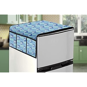stylista refridgerator top cover suitable for lg gl-d201apzu 185 liter fridge dimension wxd 65x111 cm surface pattern blue