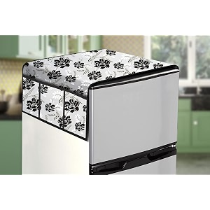 stylista refridgerator top cover suitable for lg gl-d201abpu 185 liter fridge dimension wxd 65x111 cm indianfloral pattern grey