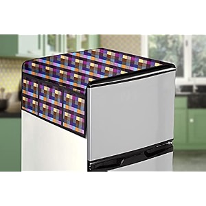 stylista refridgerator top cover suitable for lg gl-d201abeu 185 liter fridge dimension wxd 65x111 cm lattice pattern bluish