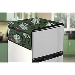 stylista refridgerator top cover suitable for lg gl-d199osey 185 liter fridge dimension wxd 65x111 cm petals pattern green