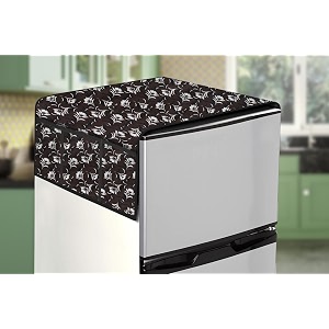 stylista refridgerator top cover suitable for lg gl-d201apzu 185 liter fridge dimension wxd 65x111 cm floral pattern dark brown
