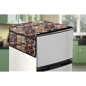 stylista refridgerator top cover suitable for lg gl-d241abey 224 liter fridge dimension wxd 65x111 cm seamless pattern brown