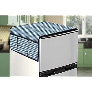 stylista refridgerator top cover suitable for lg gl-d241abcu 224 liter fridge dimension wxd 65x111 cm pin check pattern pink