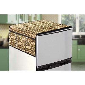 stylista refridgerator top cover suitable for lg gl-d201aeru 185 liter fridge dimension wxd 65x111 cm packed pattern light yellow