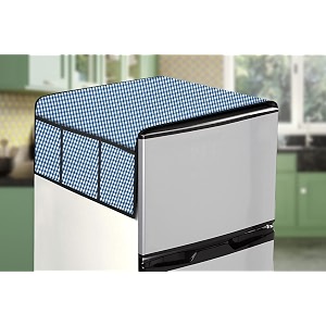 stylista refridgerator top cover suitable for lg gl-d201abeu 185 liter fridge dimension wxd 65x111 cm pin check pattern blue