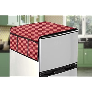 stylista refridgerator top cover suitable for lg gl-d201abpu 185 liter fridge dimension wxd 65x111 cm gingham pattern red