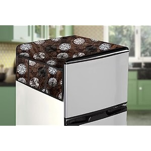 stylista refridgerator top cover suitable for lg gl-d201abeu 185 liter fridge dimension wxd 65x111 cm analog pattern coffee