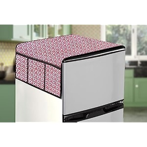 stylista refridgerator top cover suitable for samsung rr20c1723s8hl 183 liter fridge dimension wxd 65x111 cm packed pattern pink