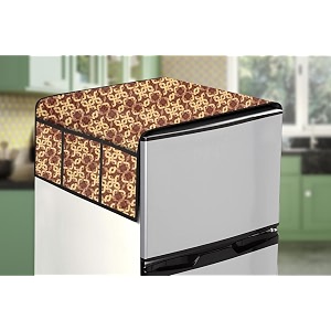 stylista refridgerator top cover suitable for samsung rt37c4512bxhl 322 liter fridge dimension wxd 65x111 cm trellis pattern brown