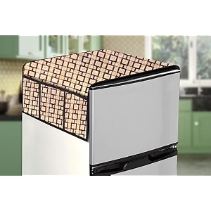 stylista refridgerator top cover suitable for samsung rr20c1724cuhl 183 liter fridge dimension wxd 65x111 cm lattice pattern beige