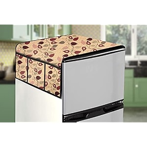 stylista refridgerator top cover suitable for samsung rt28c3452s8hl 236 liter fridge dimension wxd 65x111 cm petals pattern yellow