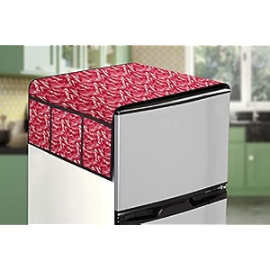 stylista refridgerator top cover suitable for whirlpool fp 263d protton roy 240 liter fridge dimension wxd 65x111 cm frieze pattern red