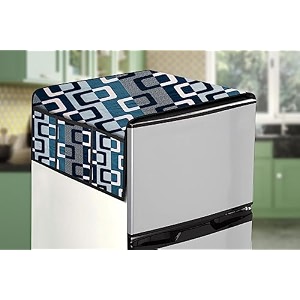 stylista refridgerator top cover suitable for whirlpool 215 vmpro 192 liter fridge dimension wxd 65x111 cm lattice pattern blue
