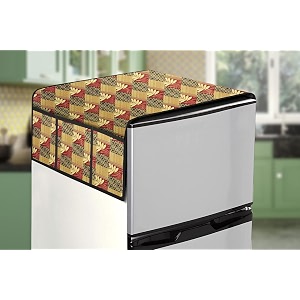stylista refridgerator top cover suitable for whirlpool fp 263d protton roy 240 liter fridge dimension wxd 65x111 cm surface pattern yellow