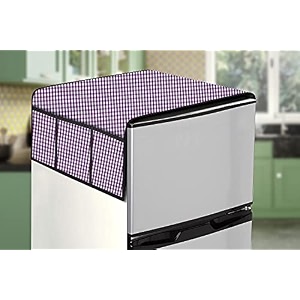 stylista refridgerator top cover suitable for whirlpool if inv elt df278 tl 231 liter fridge dimension wxd 65x111 cm pin check pattern voilet