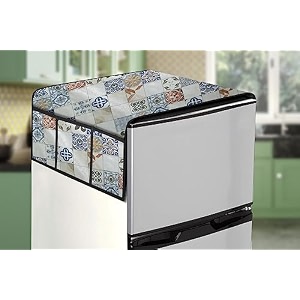 stylista refridgerator top cover suitable for whirlpool 230 impro prm 5s 207 liter fridge dimension wxd 65x111 cm mosaic pattern cream