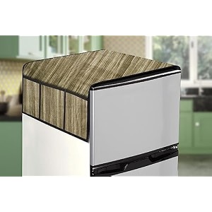 stylista refridgerator top cover suitable for whirlpool if inv elt df278 tl 231 liter fridge dimension wxd 65x111 cm wooden pattern beige