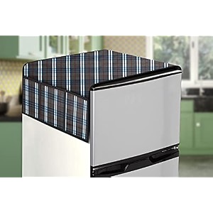 stylista refridgerator top cover suitable for whirlpool fp 263d protton roy 240 liter fridge dimension wxd 65x111 cm checkered pattern black white