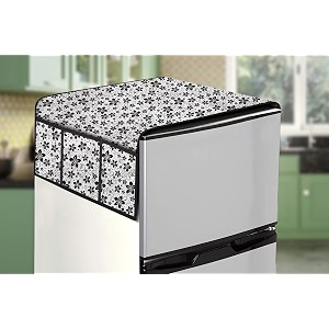 stylista refridgerator top cover suitable for whirlpool 205 wde roy 4s 185 liter fridge dimension wxd 65x111 cm floral pattern grey
