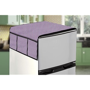 stylista refridgerator top cover suitable for whirlpool fp 263d protton roy 240 liter fridge dimension wxd 65x111 cm pin check pattern voilet