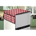 Stylista Refridgerator top Cover Suitable for Whirlpool 230 IMPRO PRM 5S, 207 Liter Fridge, Dimension (WXD) 65x111 CM, Plaid Pattern Maroon