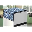 Stylista Refridgerator top Cover Suitable for Whirlpool FP 283D PROTTON Roy, 260 Liter Fridge, Dimension (WXD) 71x109 CM, Floral Pattern Blueish Grey