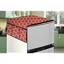 Stylista Refridgerator top Cover Suitable for Whirlpool 215 VMPRO, 192 Liter Fridge, Dimension (WXD) 65x111 CM, Frieze Pattern Maroon