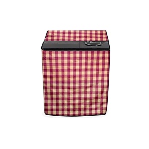 stylista washing machine cover compatible for godrej 7kg semi-automatic top loading ws edge 700 ct plaid pattern mehroon