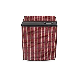 stylista washing machine cover compatible for godrej 65kg semi-automatic top loading gws 6502 ppc plaid pattern red