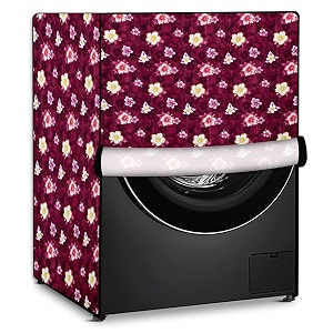 stylista washing machine cover compatible for lg 65 kg fully-automatic front loading fht1065snl floral pattern red