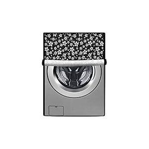 stylista washing machine cover compatible for samsung 6 kg fully-automatic front loading ww60r20ek0s floral pattern black