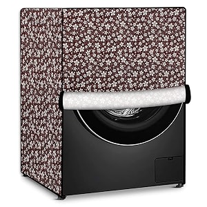 stylista washing machine cover compatible for samsung 65 kg fully-automatic front loading ww66r22ek0s floral pattern brown